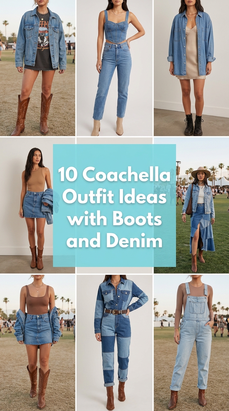 10 Coachella Outfit Ideas with Boots and Denim