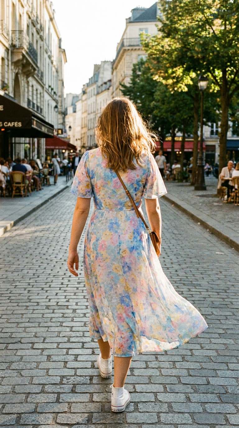2. Breezy Style: Midi Dress & Canvas Kicks