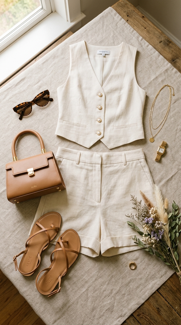 3. Tailored Shorts & Vest Moment
