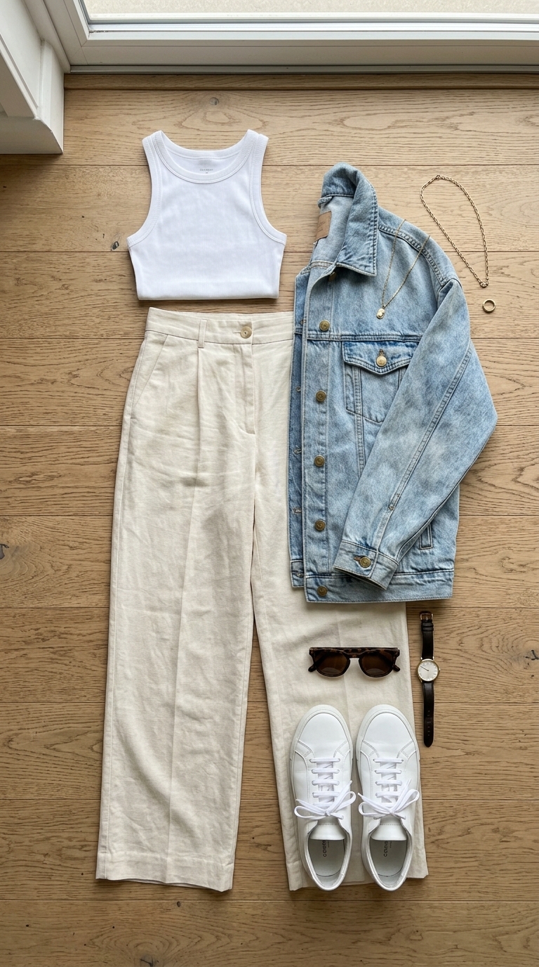 3. Wide-Leg Trousers and a Chic Tank Combo