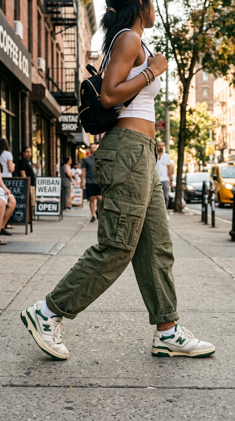4. Cargo Pants & Cropped Top Vibe