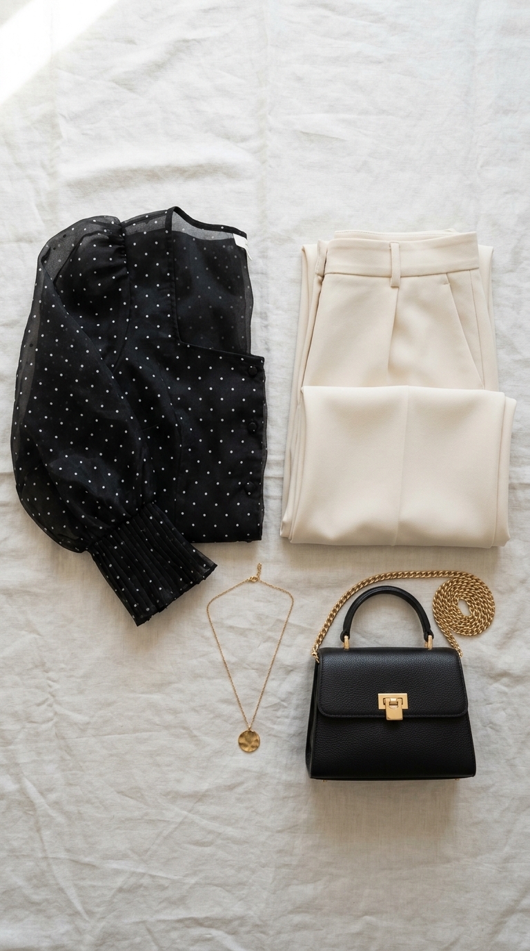 4. Chic Blouse & Tailored Trousers