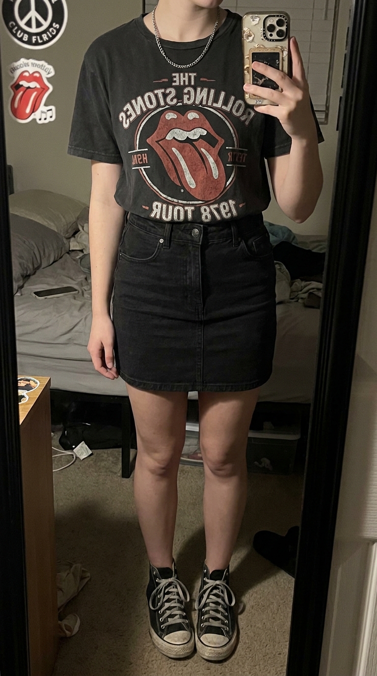 4. Playful Edge: Graphic Tee & Mini Skirt