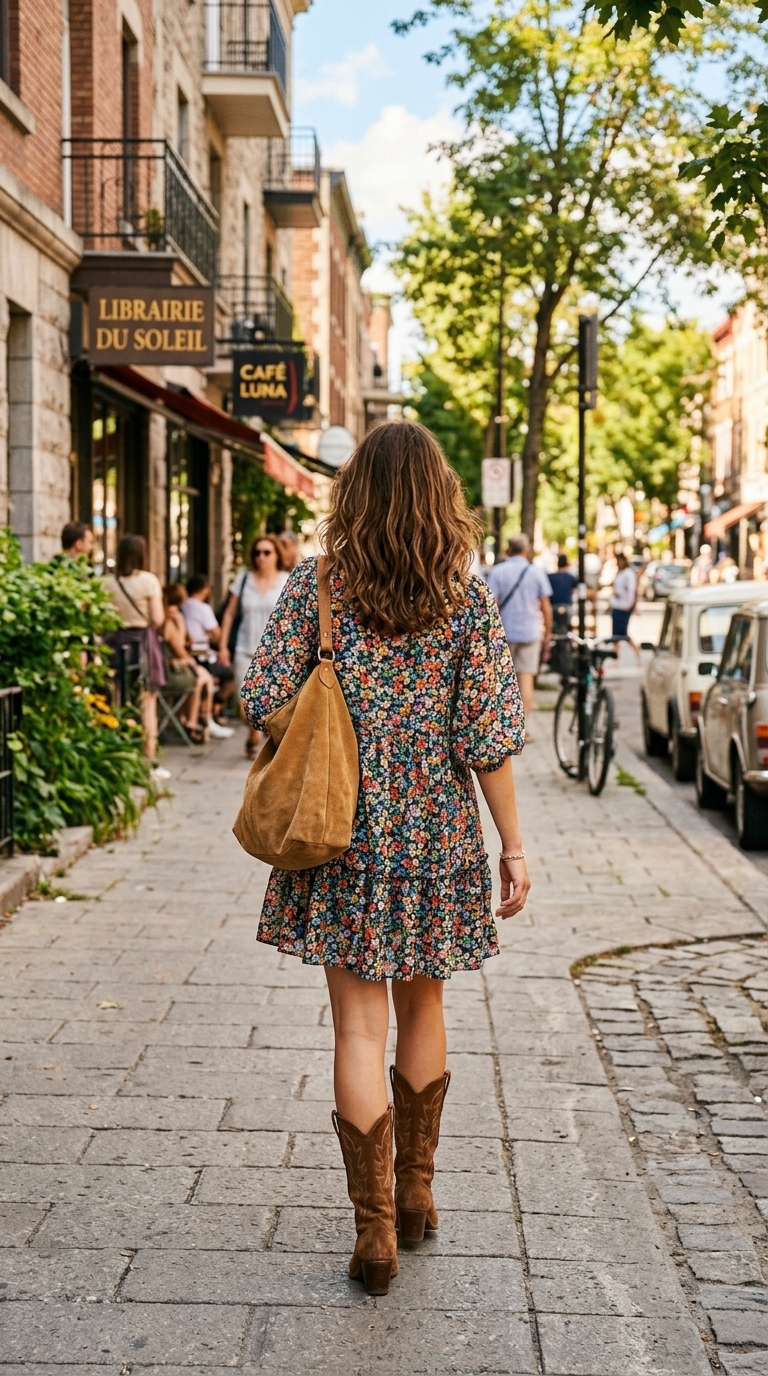 5. Chic Mini Dress & Western Boots