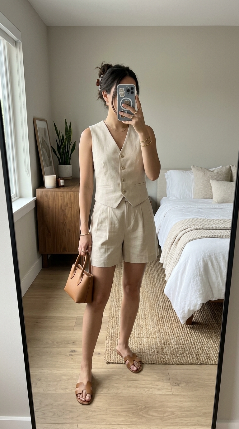 7. Structured Vest & Tailored Shorts
