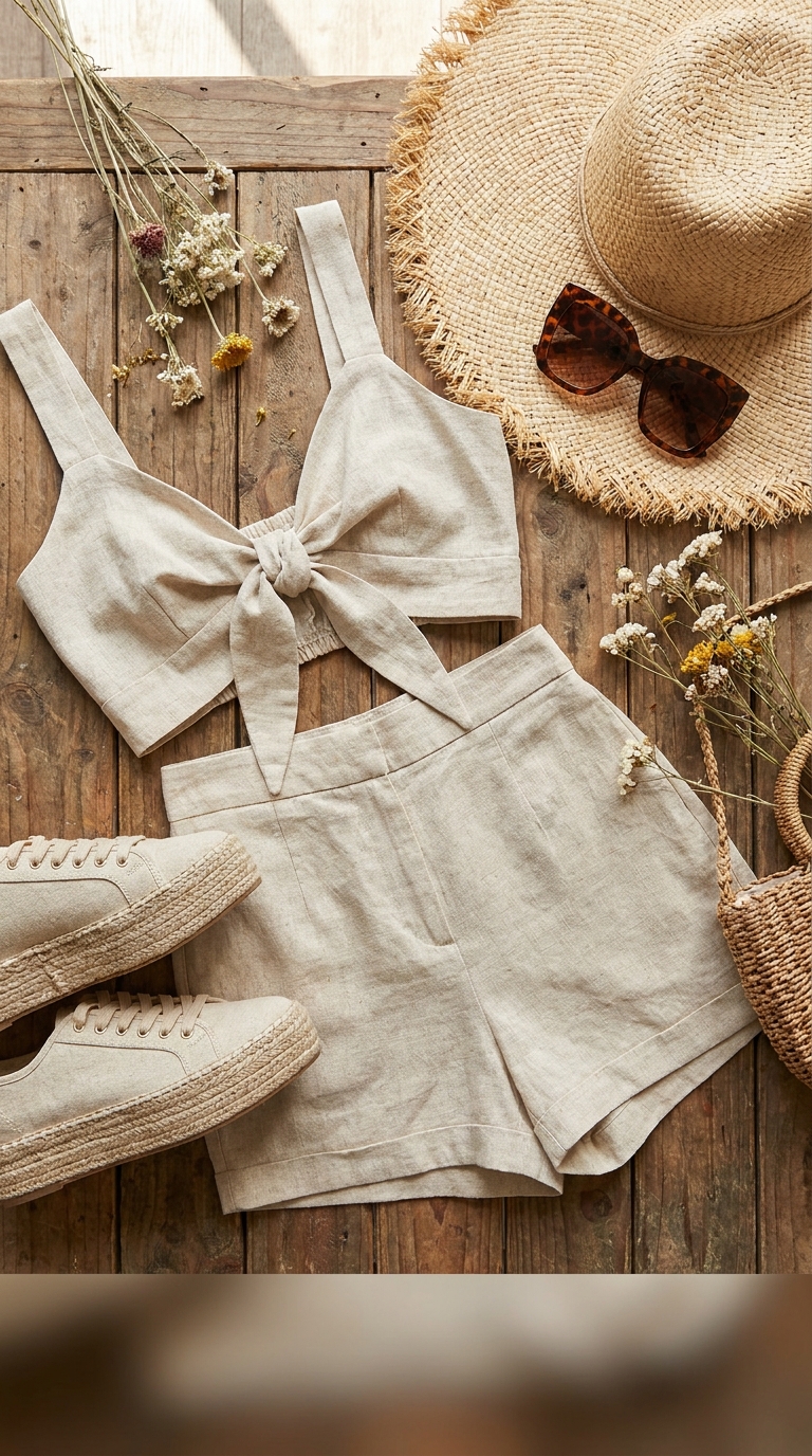 7. Vacation Vibes: Linen Co-Ord & Espadrille Sneakers