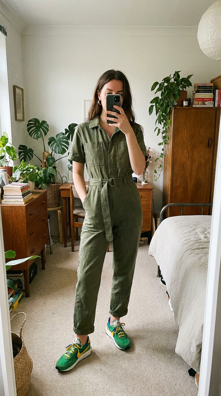 8. One-and-Done: Jumpsuit & Bold Sneakers