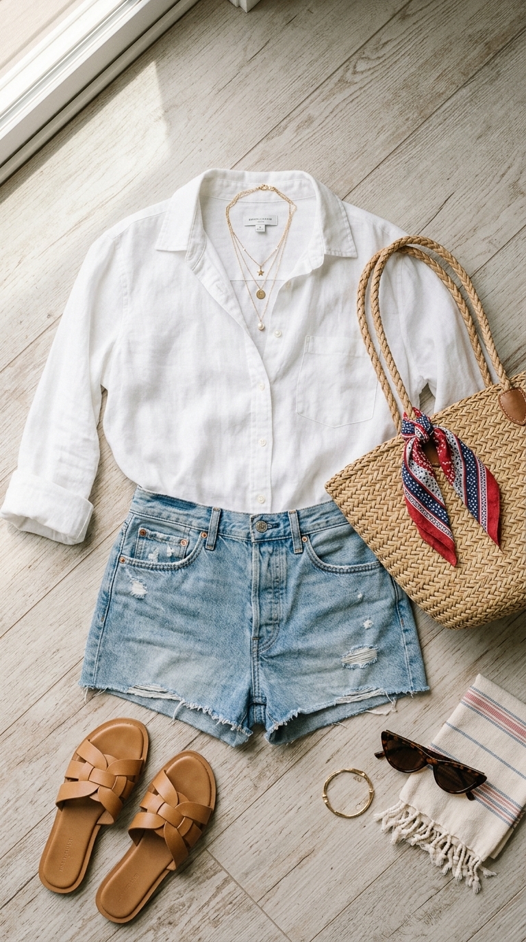 1. Effortless Linen & Denim Combo