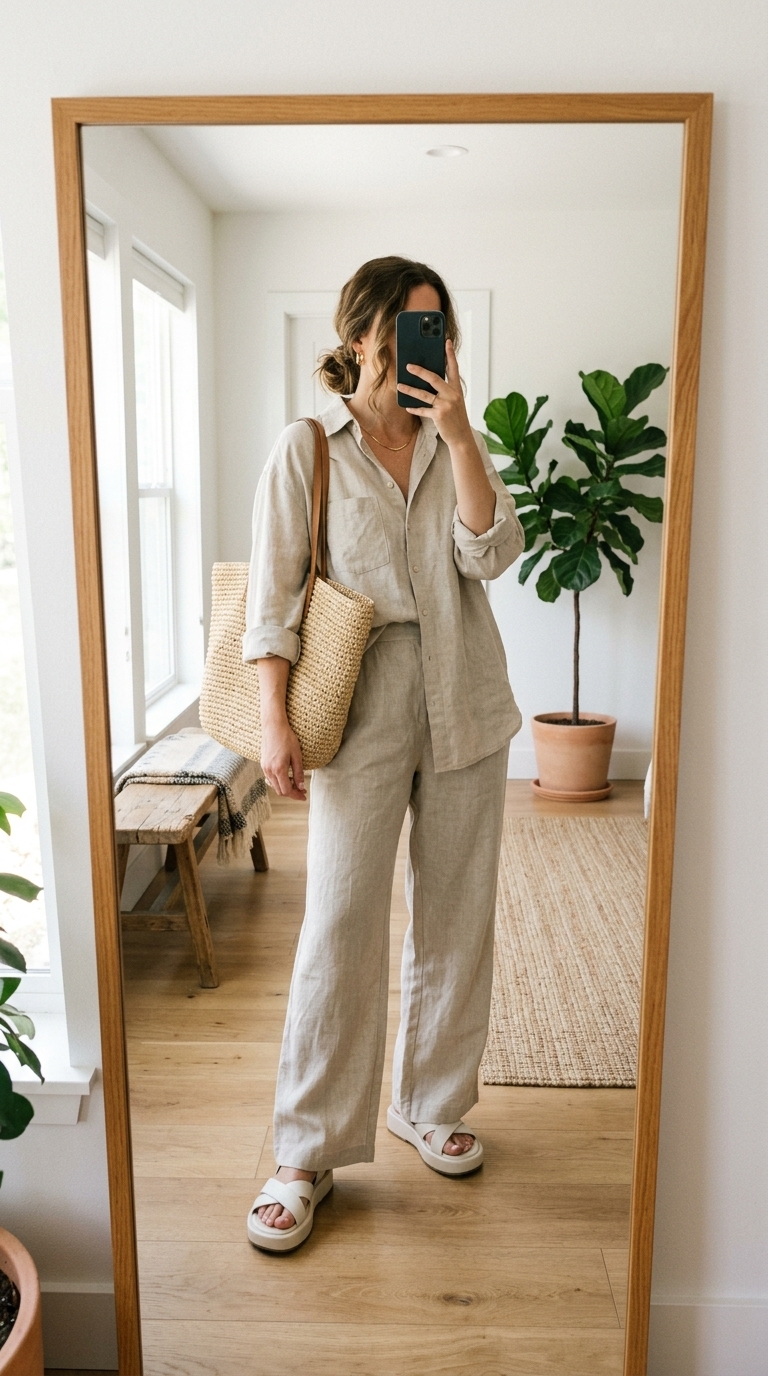 1. Effortless Linen Set for City Exploration
