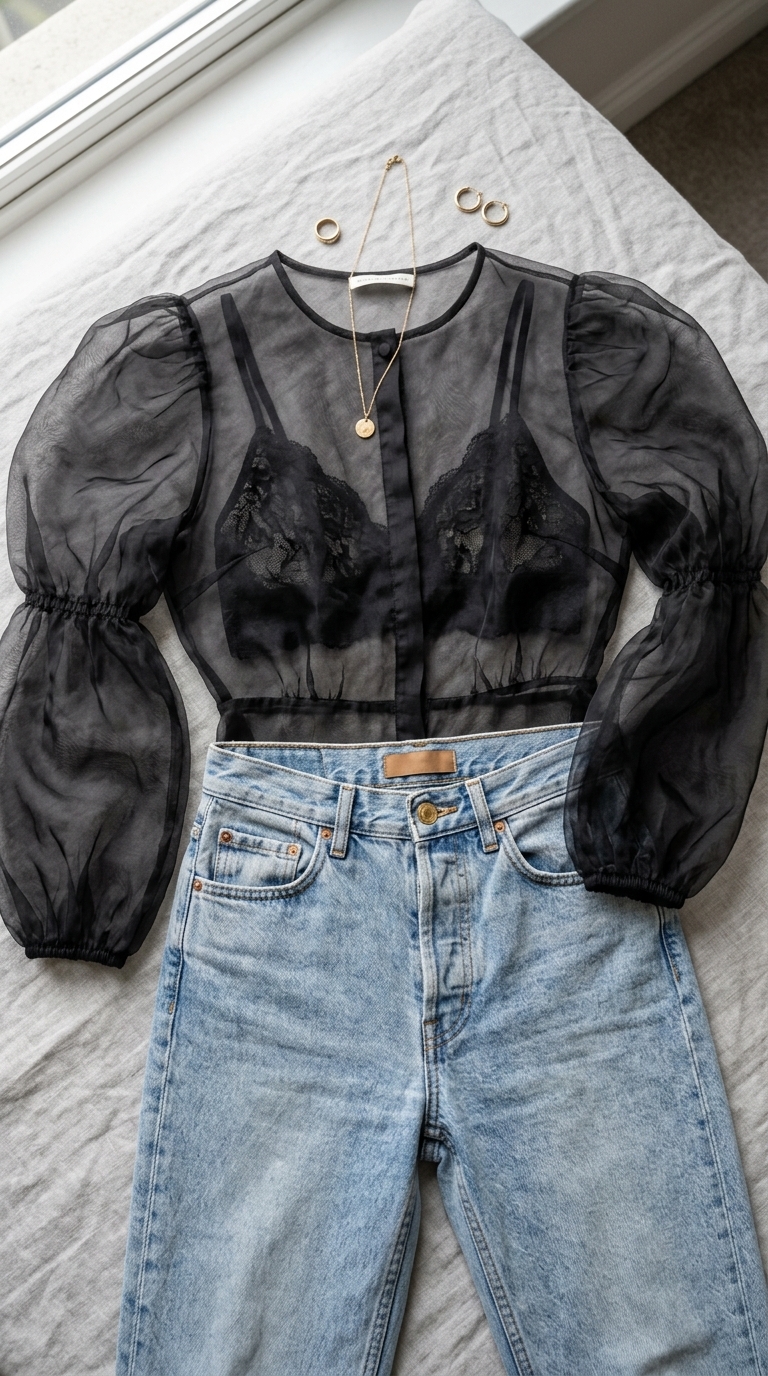 1. The Dreamy Sheer Blouse & Bralette Combo