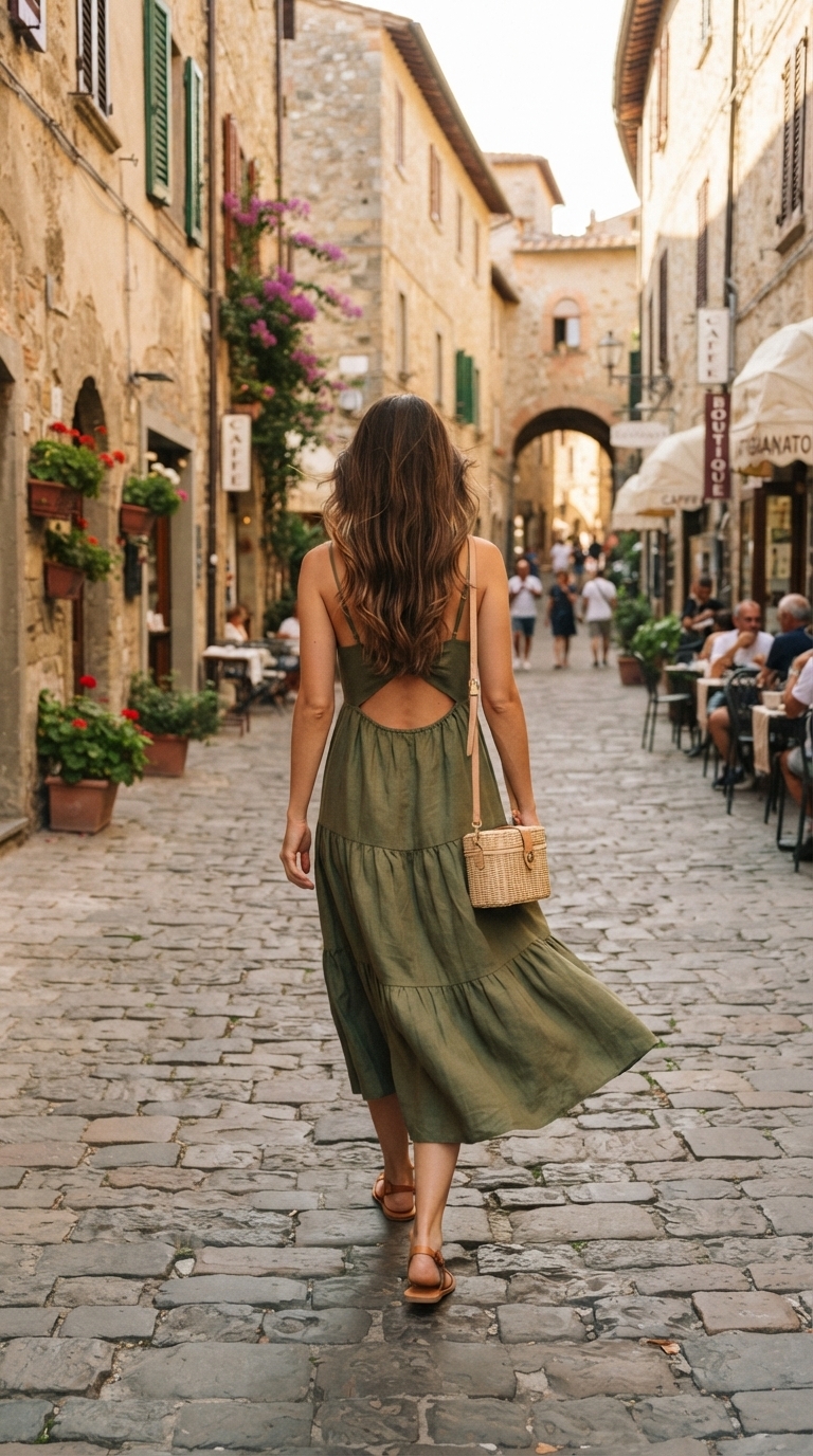 2. Chic Linen Midi Dress for Day to Night