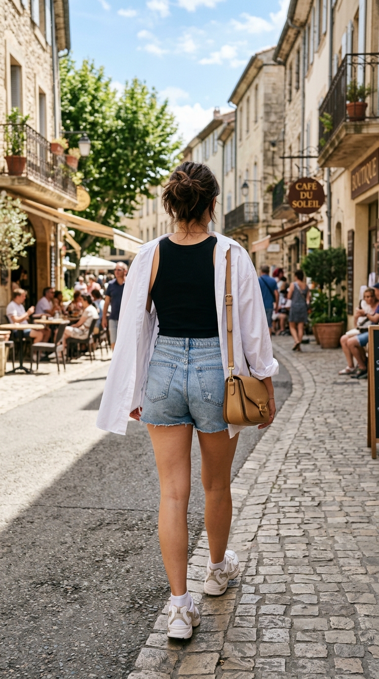 2. Classic Denim Shorts, Elevated: The Oversized Button-Down Combo