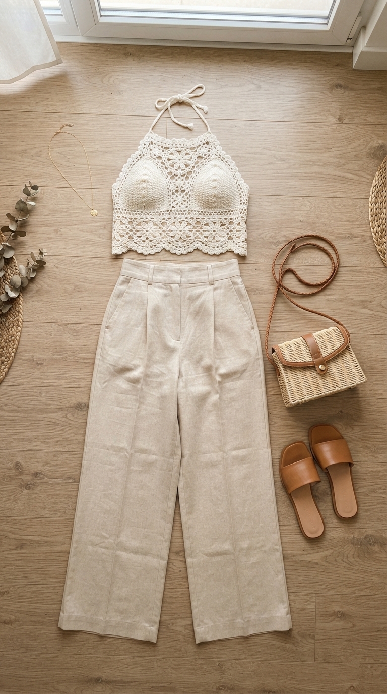 2. Elevated Neutrals with Linen Trousers