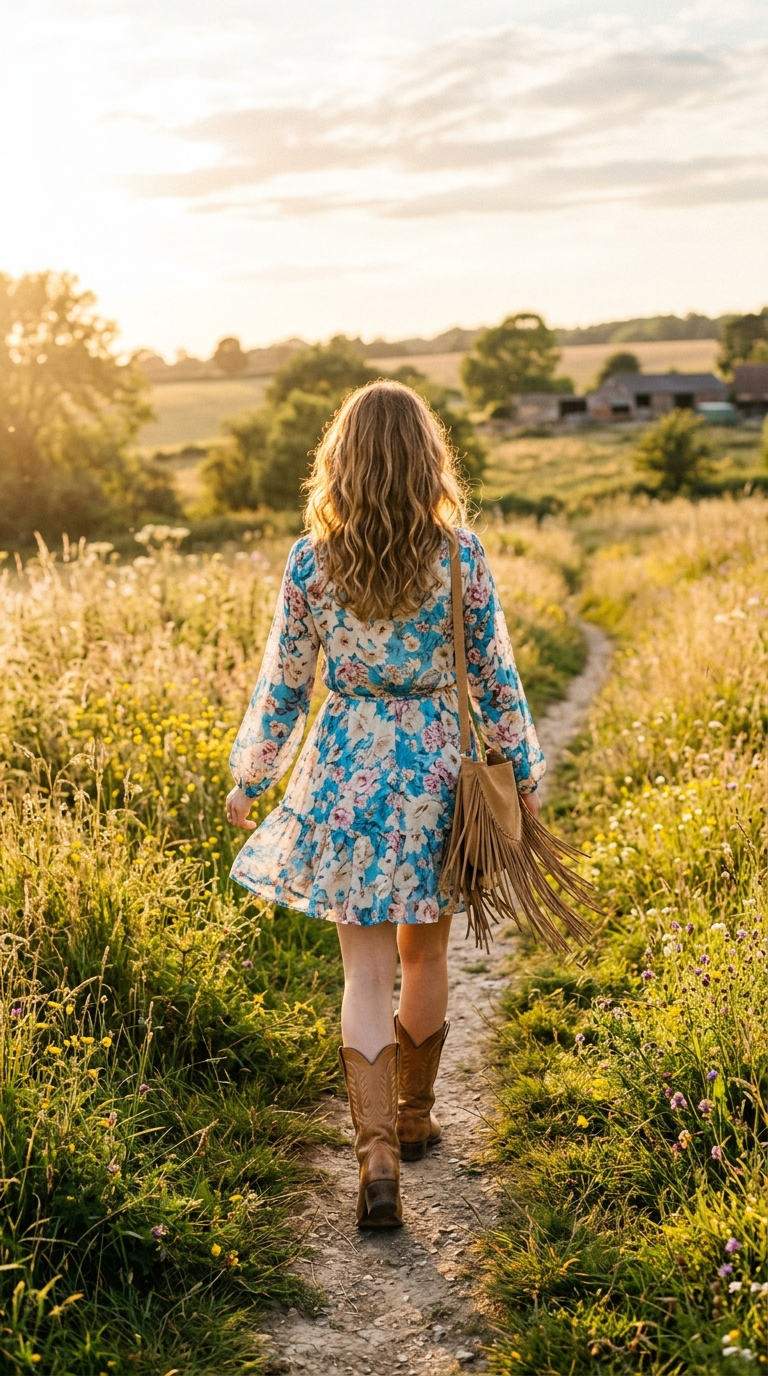 2. Festival Ready: Mini Dress & Cowboy Boots