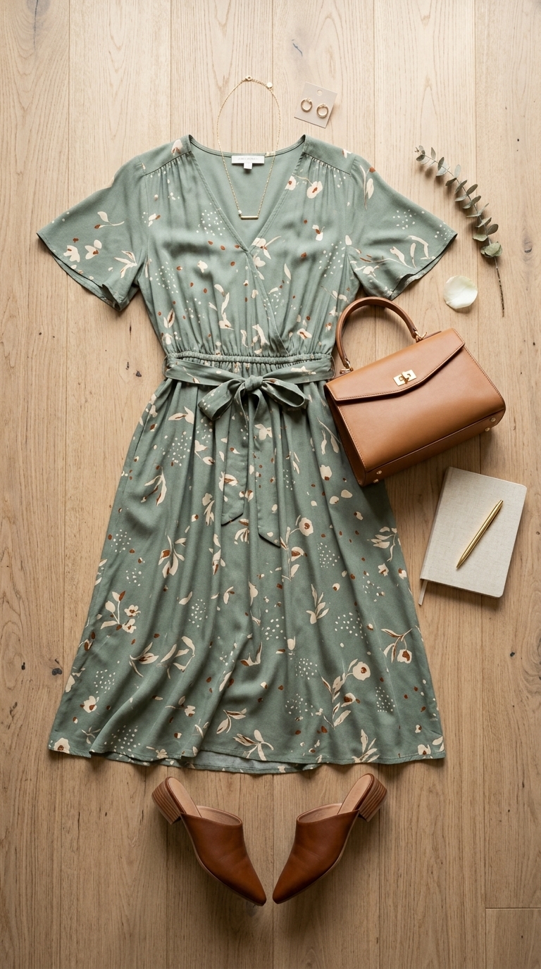 2. Flowy Midi Dress & Mules