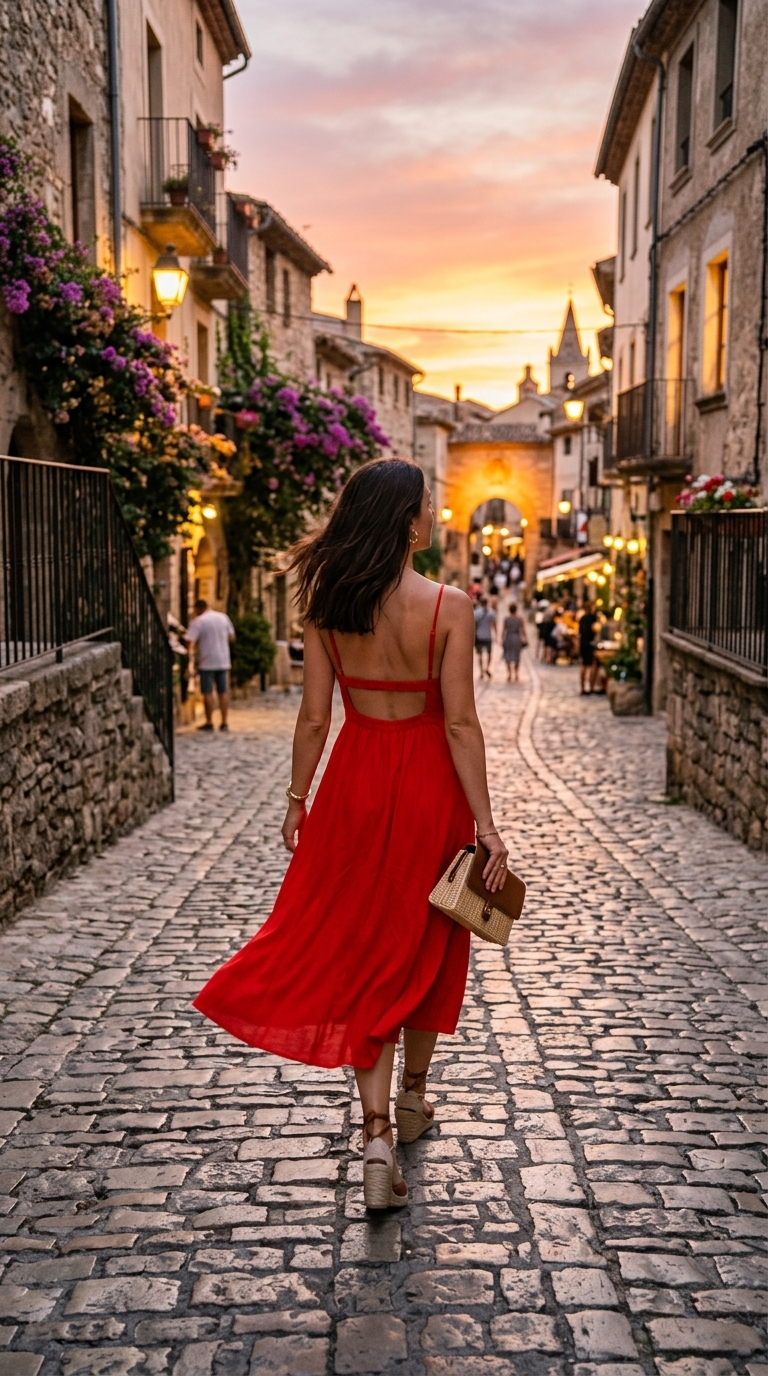 2. Flowy Midi Dress for Dinner by the Sea