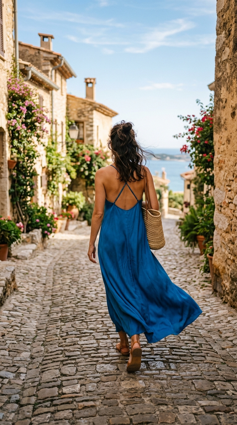 2. The Flowy Maxi Dress: Sunset Dinners & Seaside Charm
