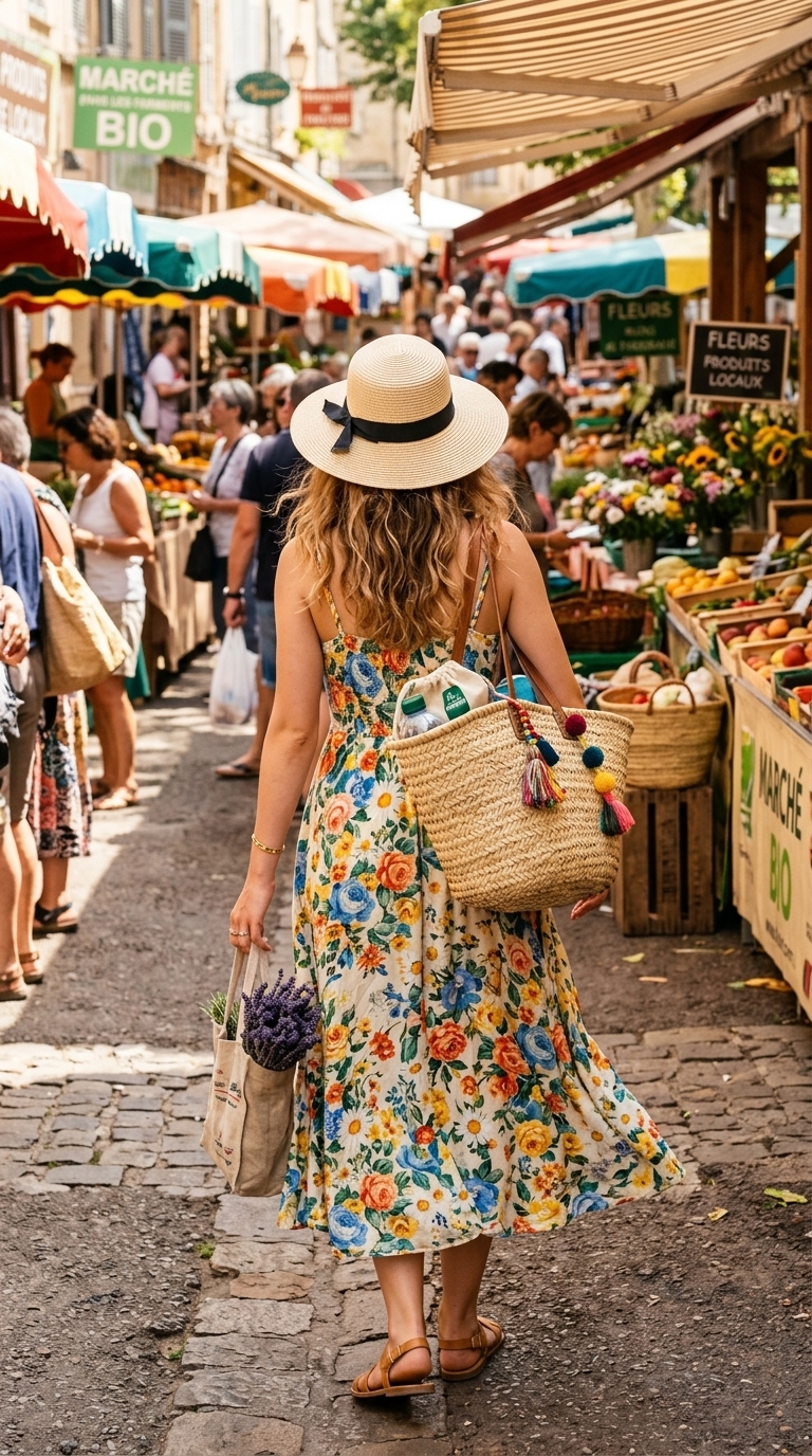 3. Flowy Sundress & Straw Accessories for Peak Summer Chic
