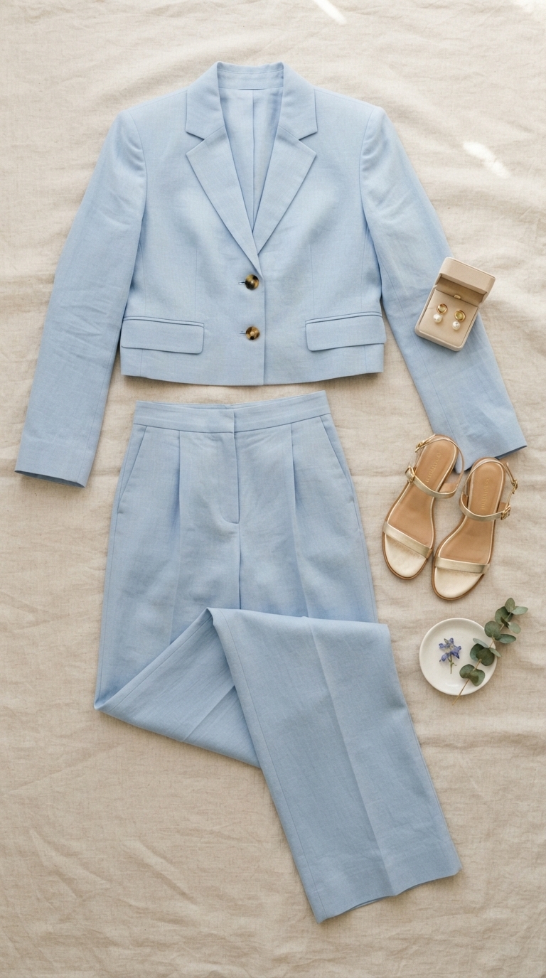 3. Stay Cool & Composed in a Tailored Linen Set