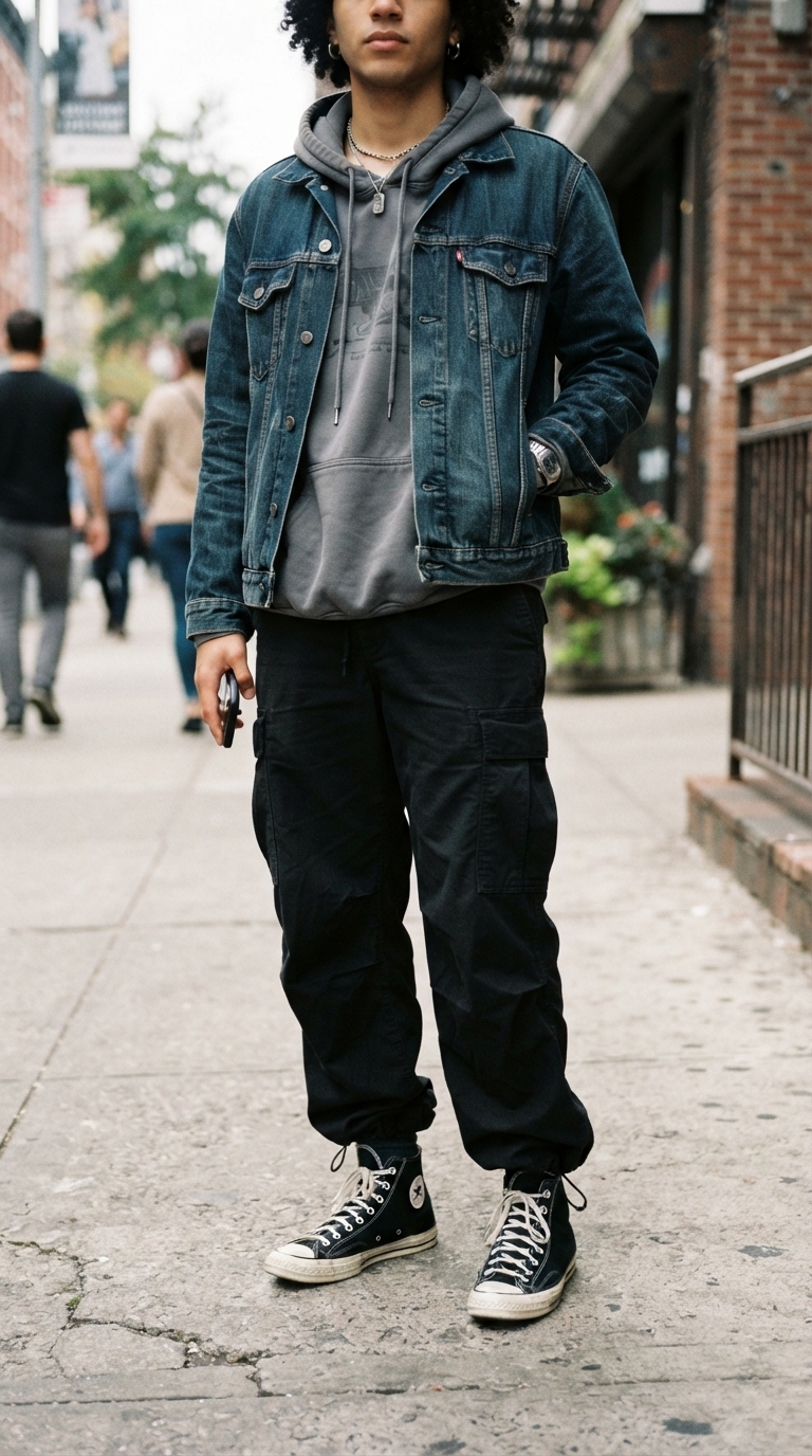 4. Layered Over a Hoodie for Street Style