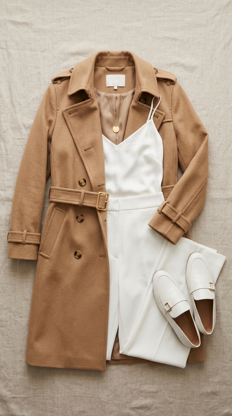 4. Luxe Layering with Camel and White