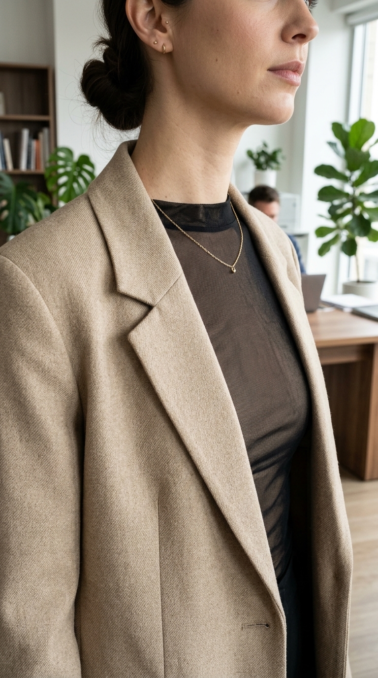 4. Mesh Top Under a Blazer