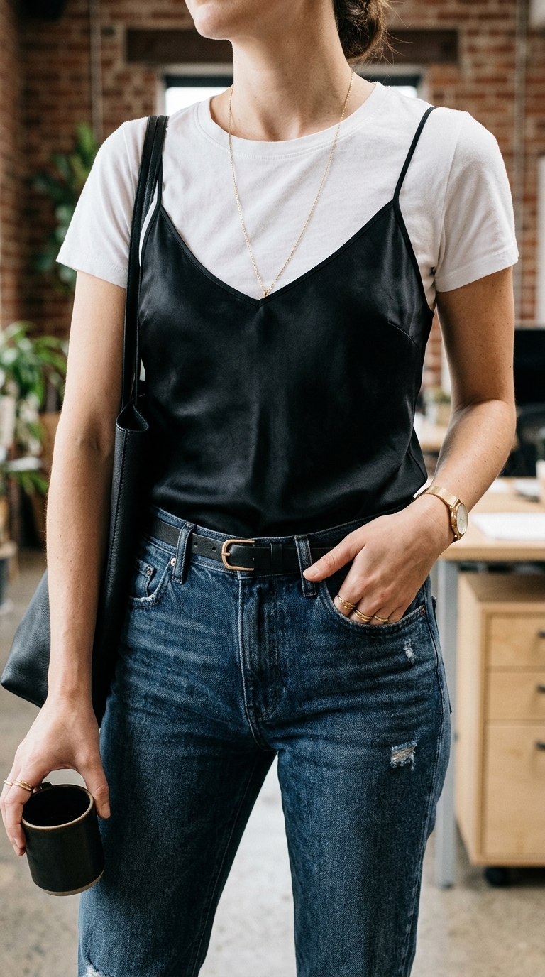 4. Slip Dress Layered Over a Basic Tee