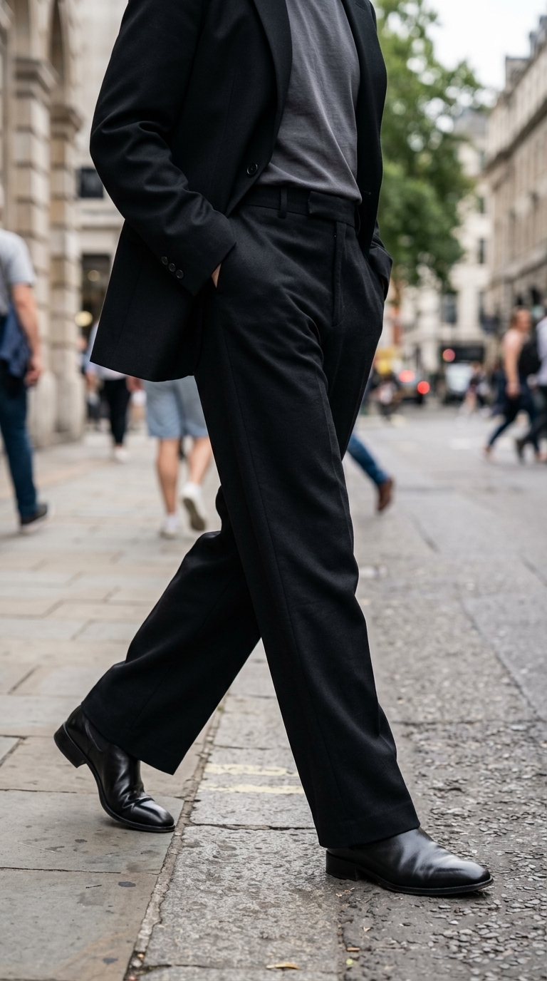 5. Black Blazer & Grey Trousers Power Duo