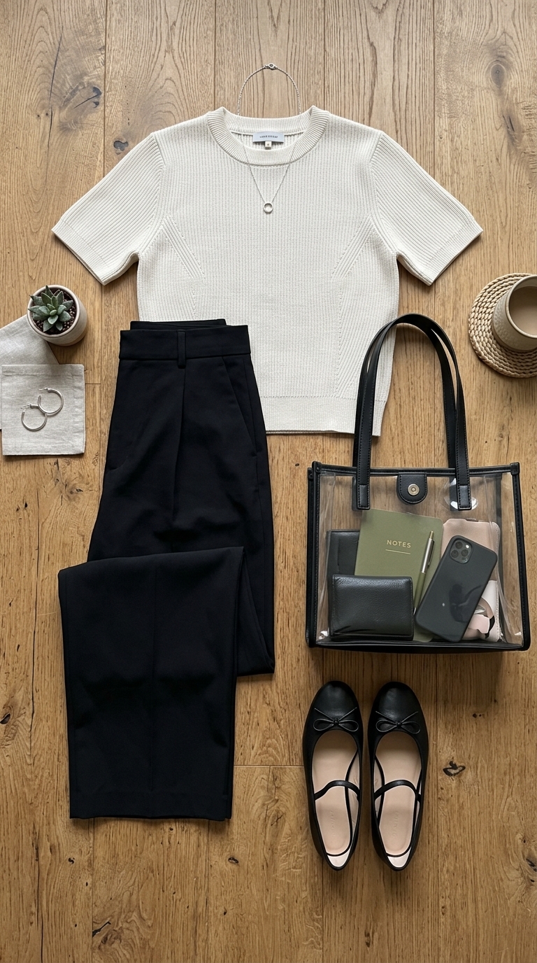 5. Cropped Trousers + Structured Knit