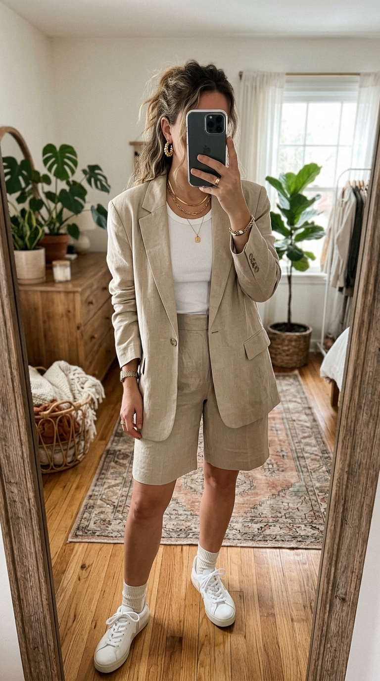 5. Linen Blazer & Bermuda Shorts