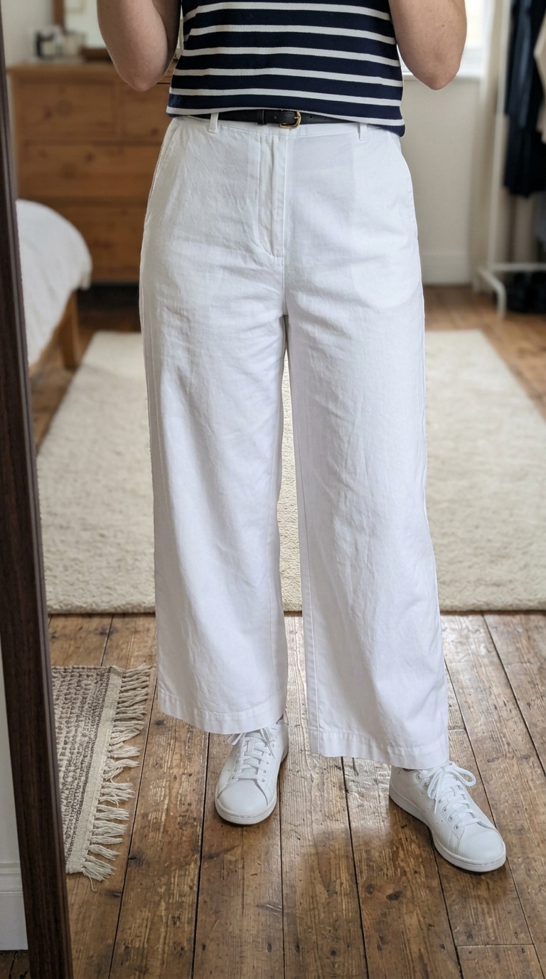 5. Poplin Trousers + Striped Knit Top