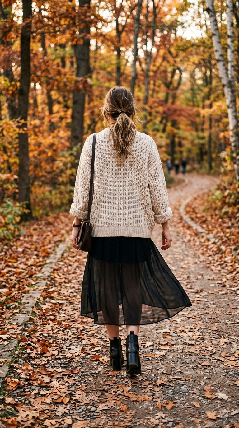 5. Sheer Skirt with a Chunky Knit