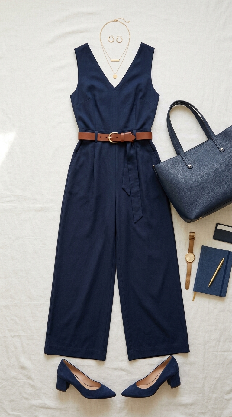 5. Sleek Jumpsuit with Accessories