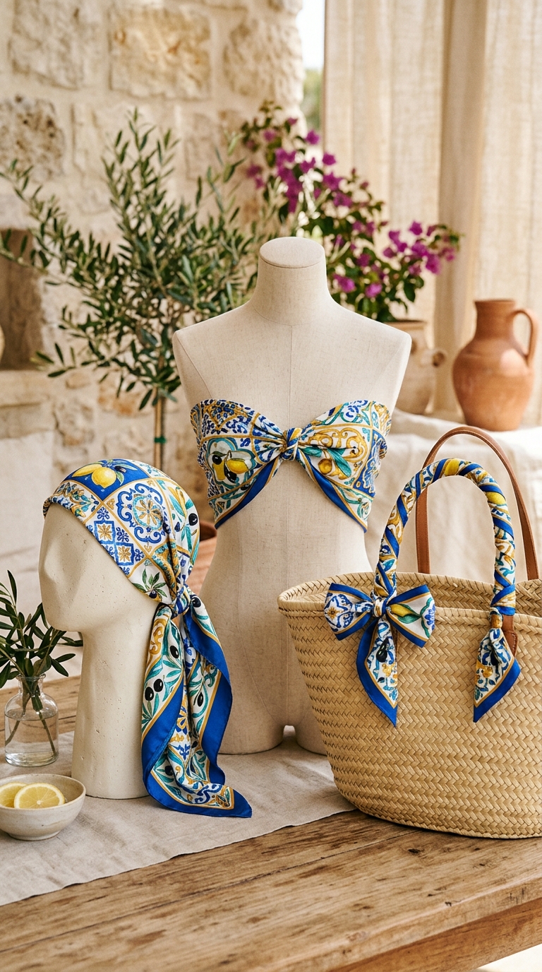 5. The Versatile Printed Scarf: From Hair Tie to Top