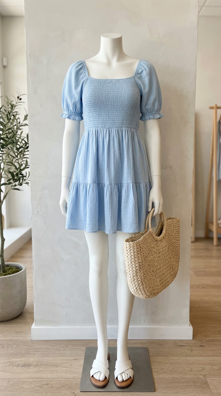 5. Vacation Vibes: Easy Sandals & Straw Bag