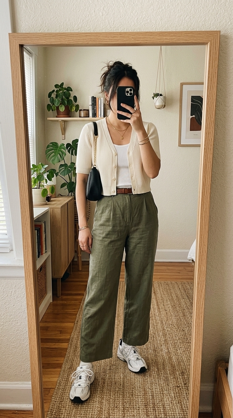 5. Wide-Leg Trousers & Cropped Cardigan for Elevated Comfort