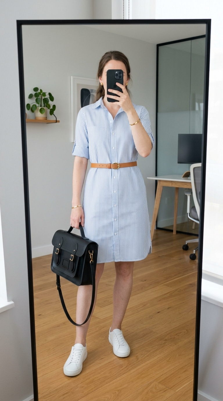 6. Cinched Shirtdress for a Polished Silhouette