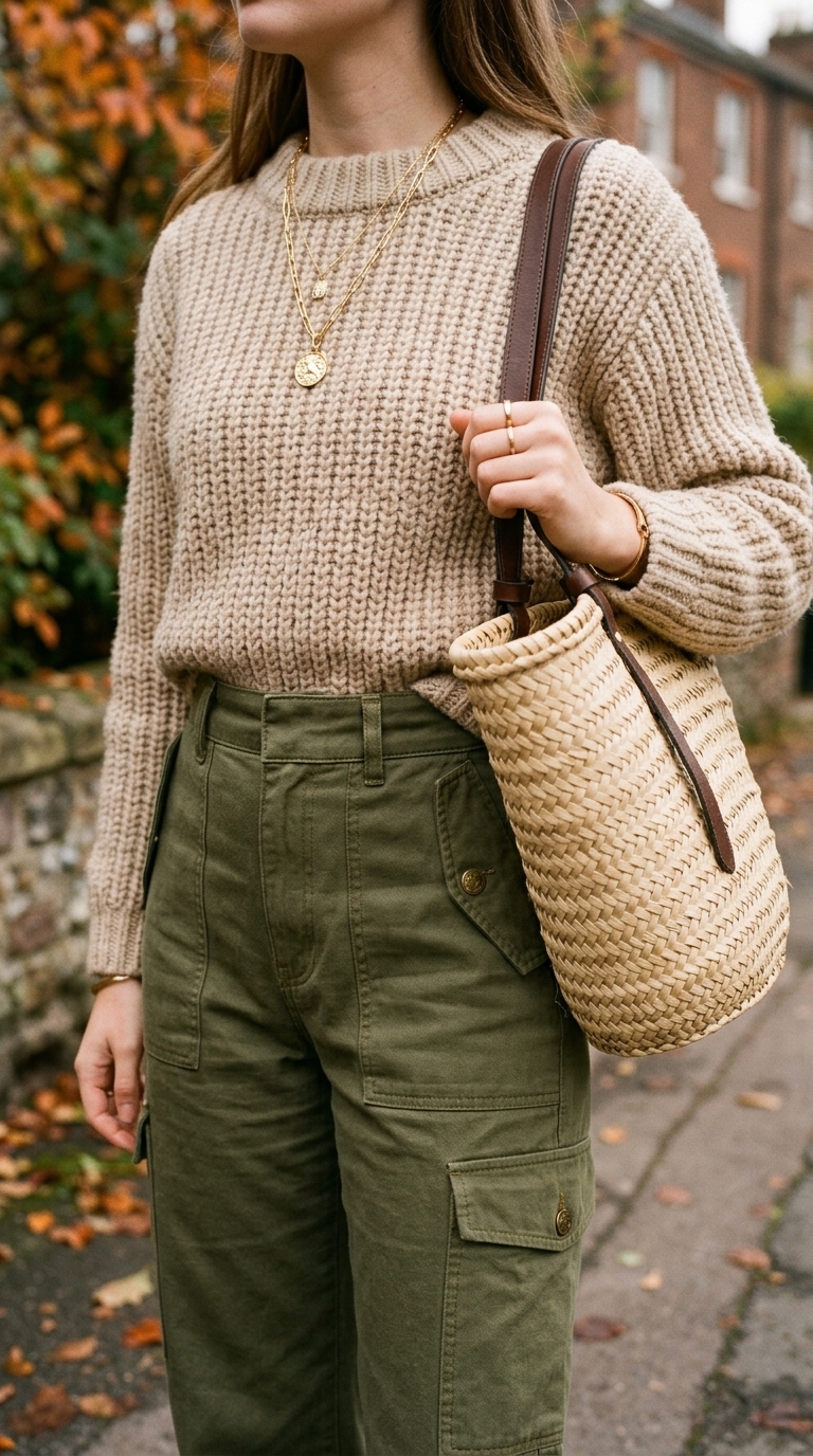 6. Earthy Tones & Textured Accessories