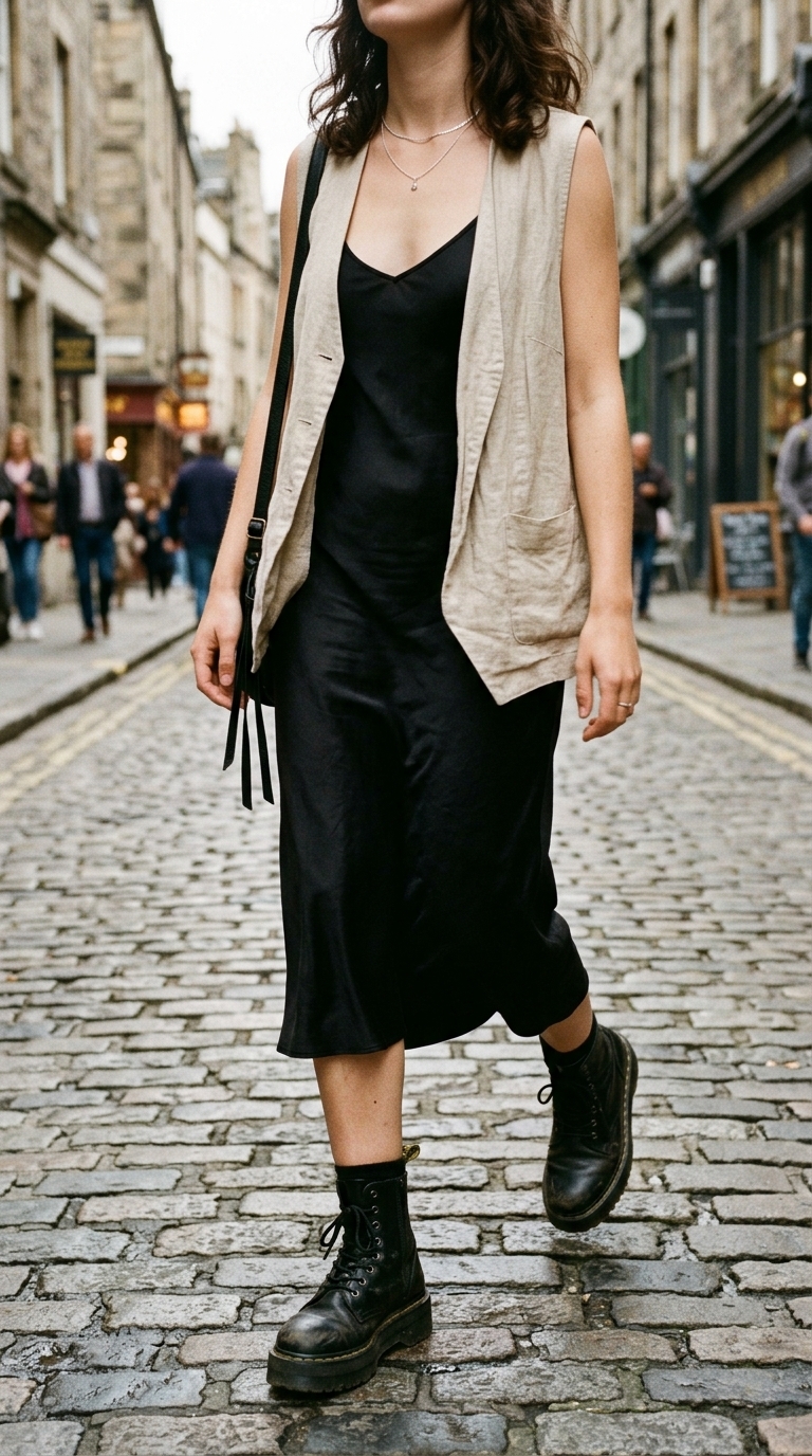 6. Edgy & Chic Over a Slip Dress