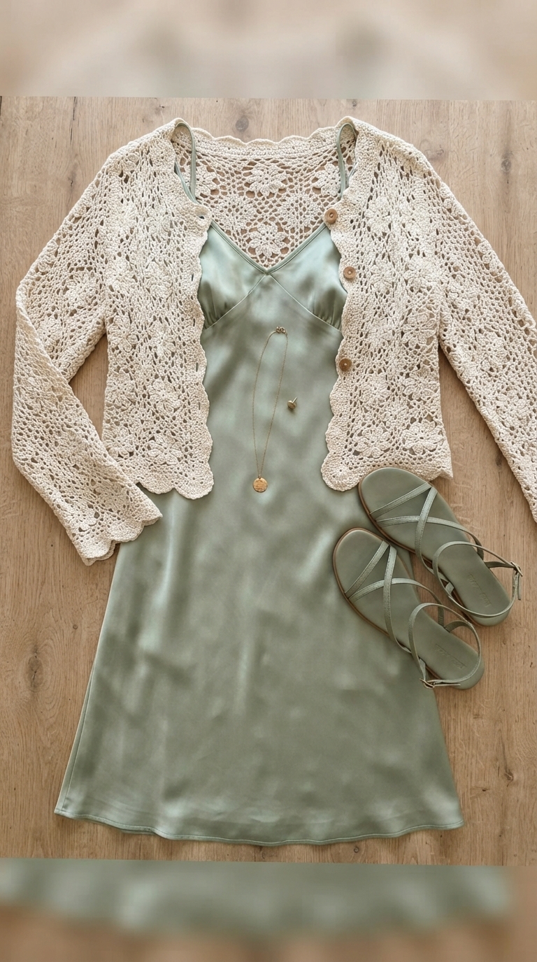 6. Layered Charm over a Slip Dress
