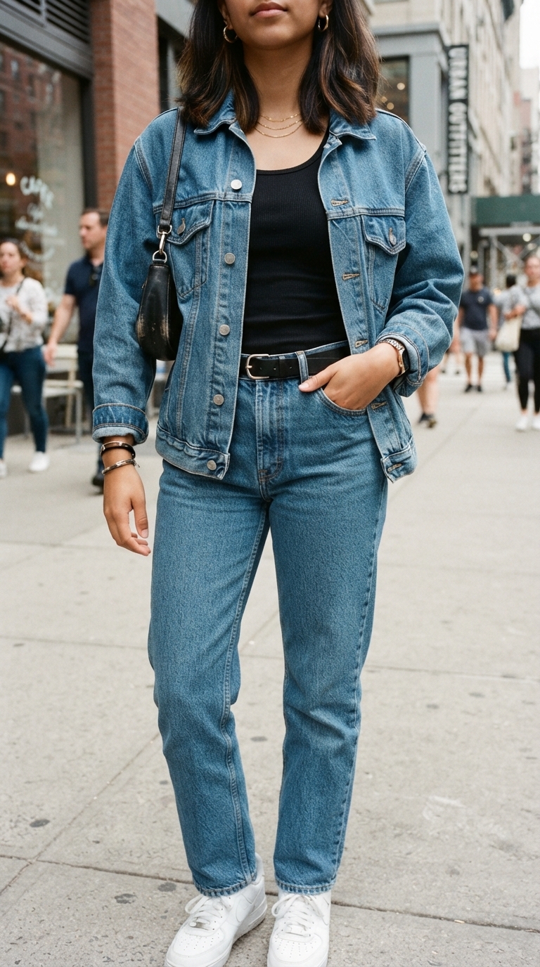 6. Monochromatic Denim on Denim