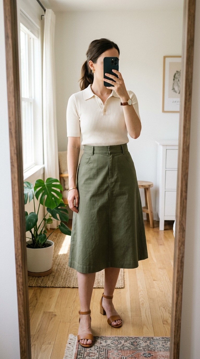 6. Structured Skirt & Knit Top
