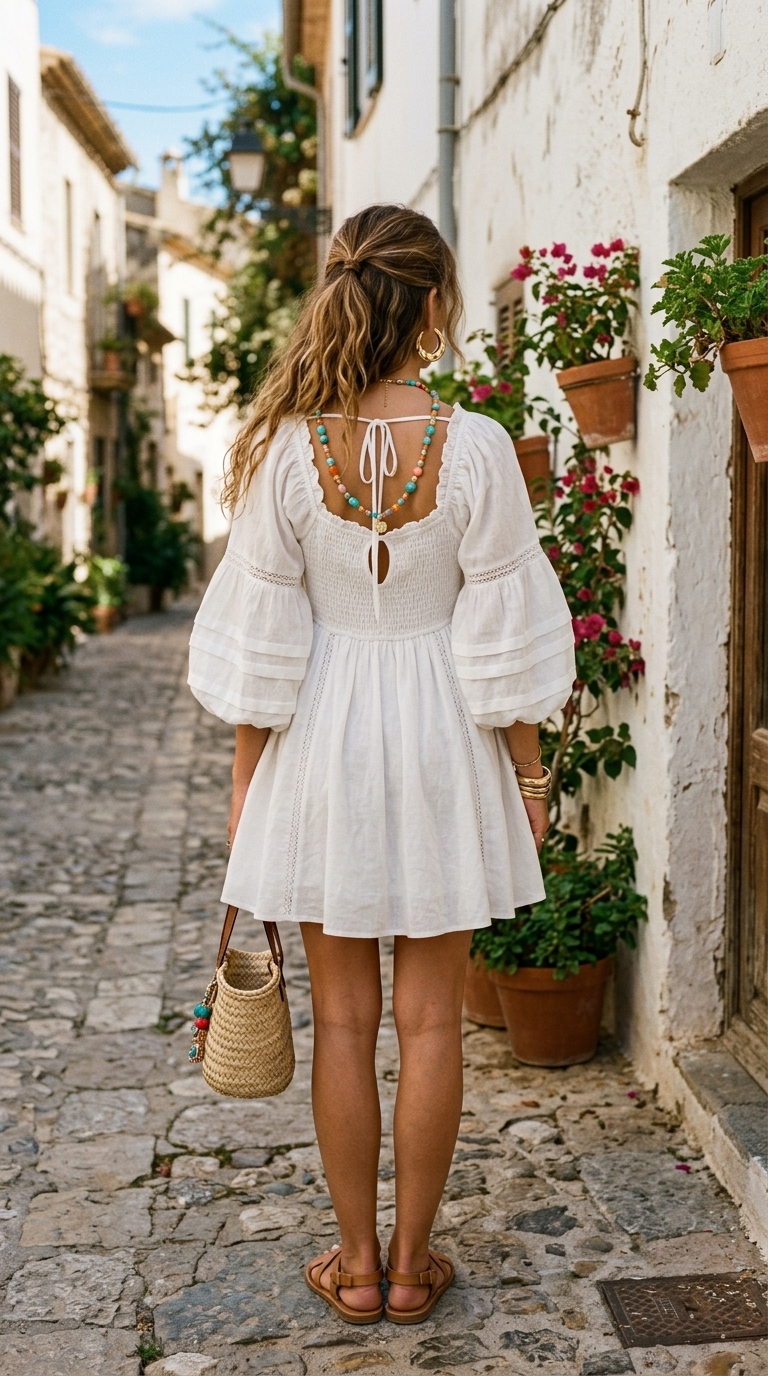 6. White Dress & Statement Accessories
