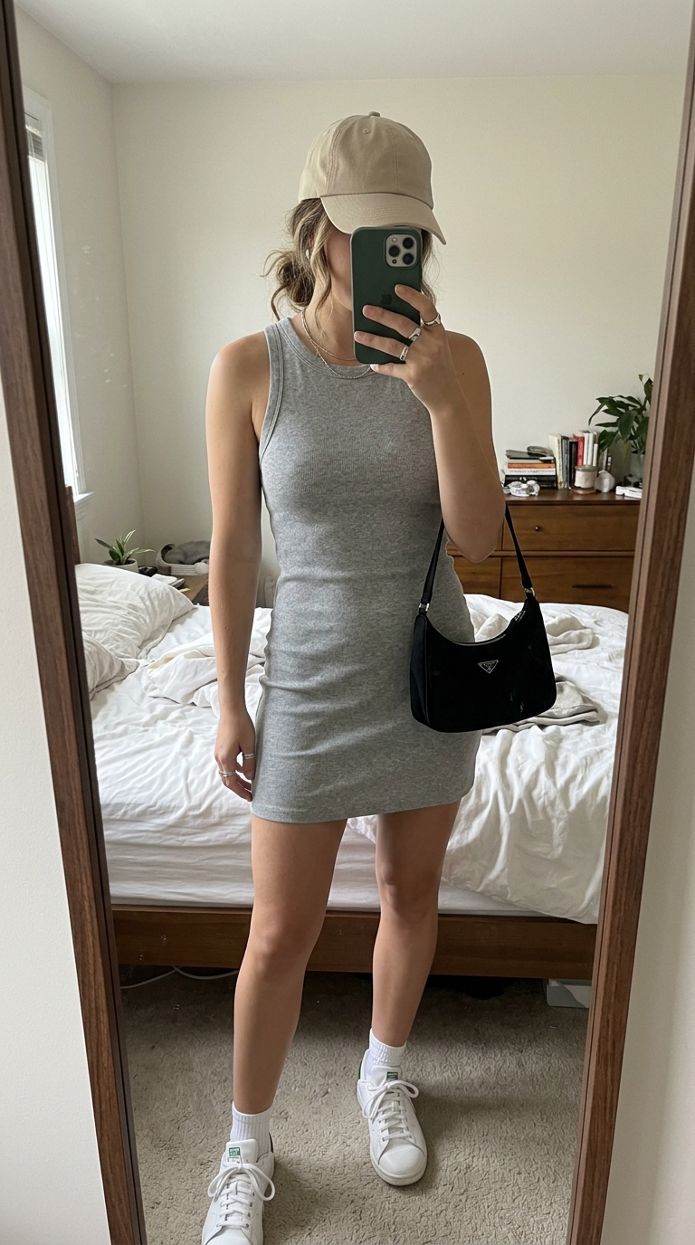 7. Athleisure Aesthetic: Cap & Trainers