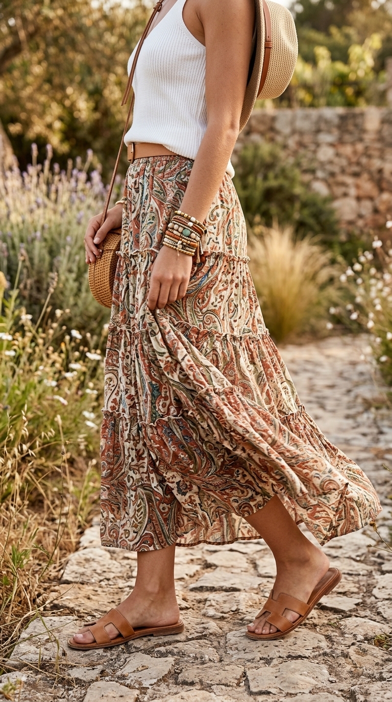 7. Boho Skirt & Tank Top for Market Days
