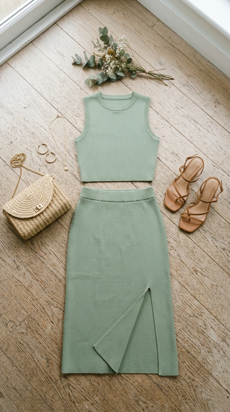7. Matching Knit Top & Skirt Set