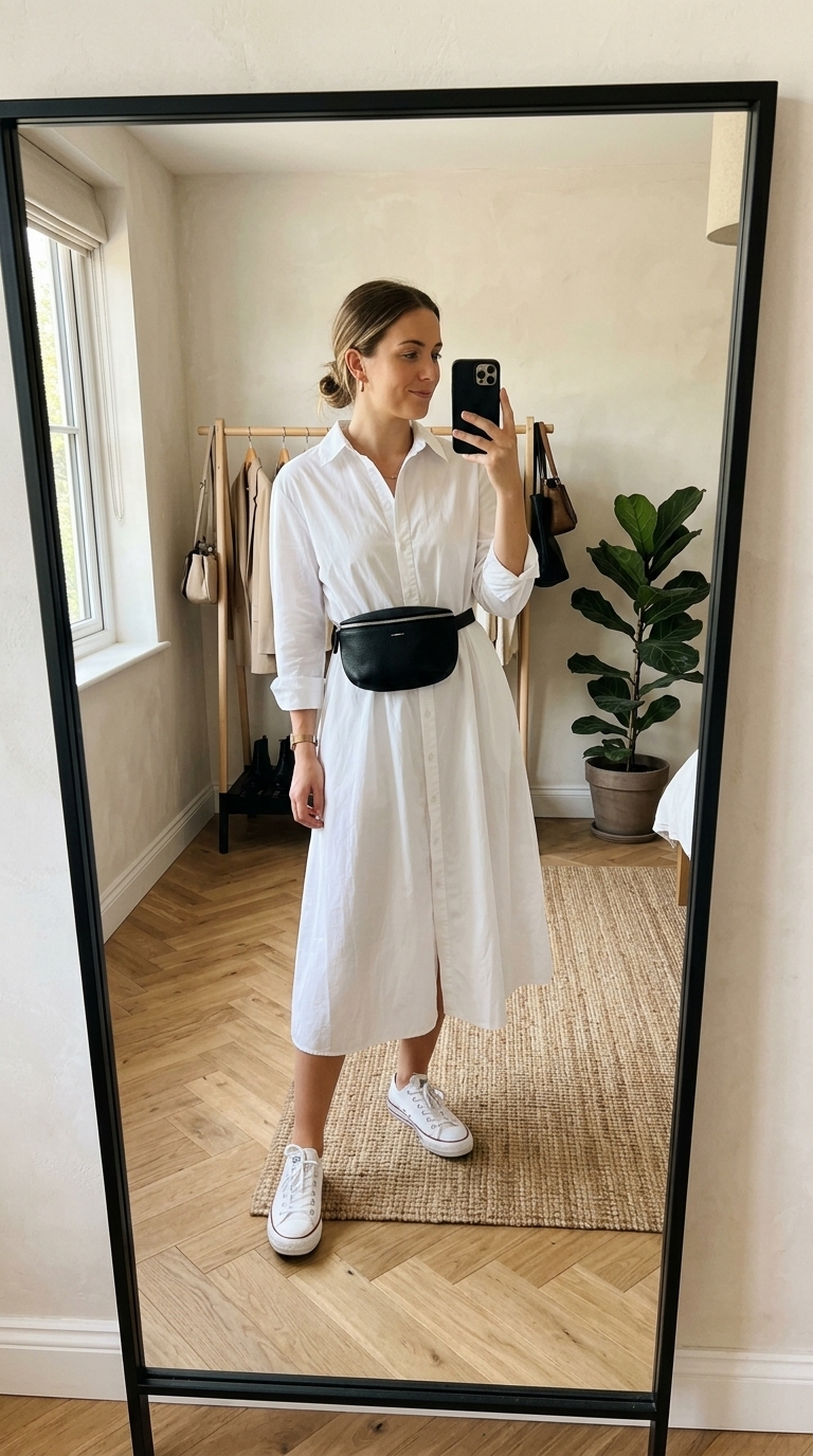 7. Poplin Shirt Dress with a Belt Bag