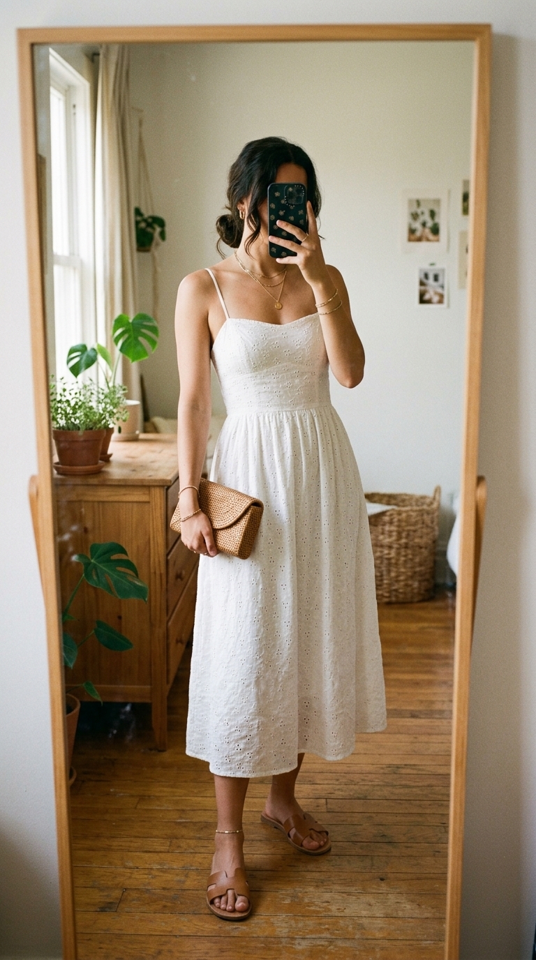 8. Chic White Eyelet Dress