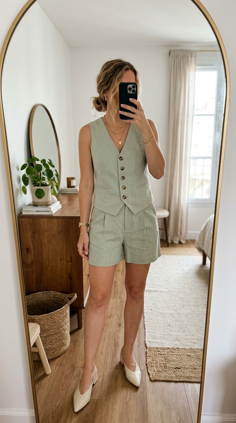 8. Tailored Shorts & Vest Set for Smart Casual