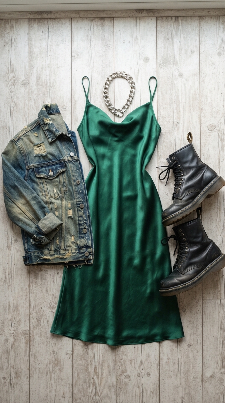 8. With a Slip Dress & Boots